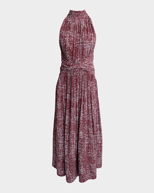 Lola Halter Printed Viscose Crepe Midi Dress